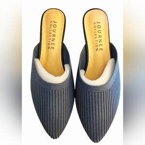 Journee Collection Women's Blue Textured Mules